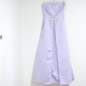 MICHAELANGELO Vintage Lavender Strapless Cinderella Formal Ball Gown | Size S